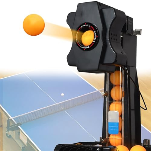 Bordtennisrobot med Nät, Pingisbollsmaskin, med 100 Bordtennisbollar, Smart Träning för Alla Nivåer