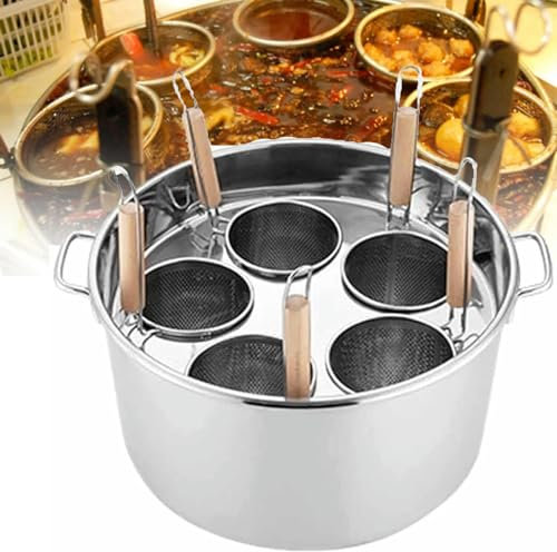 Olla para pasta de acero inoxidable, vaporera para cocinar, olla para espaguetis, ollas para caldo y pasta, ollas multiusos, juego de vaporera con canasta con tapa, compatible con inducción, 5 orifi
