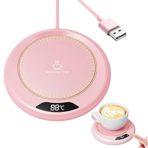 Smart kaffemuggvärmare – 20 W termostatisk elektrisk koppvärmare med smart elektrisk dryckesvärmare, flexibel värmeunderlägg med 3 teminställningar