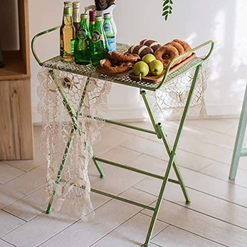 Tablett im Used-Look, Couchtisch, Klapptisch, Beistelltisch aus Metall, Vintage-Beistelltisch für drinnen und draußen, Grün, 73,9 cm H