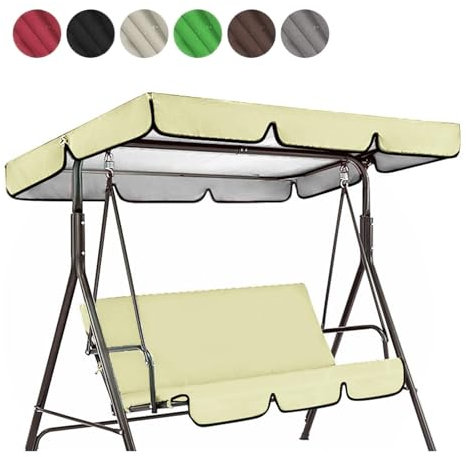 TYBEITAO Tela Oxford Recubierta De Plata 600D Tela para Toldo Exterior Resistente ai Viento Y ai Desgarro Toldo Balancin De Jardin,Beige-195 * 125 * 15cm