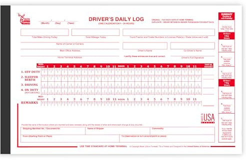 Driver Daily Log Books for Truck Drivers with 7 & 8 Day Recap - 35 Sets of Forms Per Log Book, 2-Ply Carbonless, 5.5 x 8.5, DOT Log Book for Truck Drivers, FMCSA Compliant, Easy Tear-Out, 1 Pack