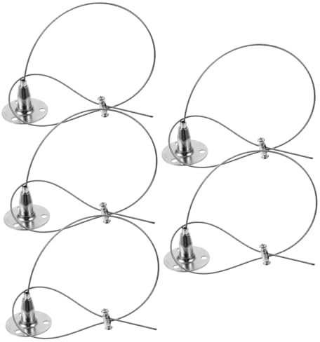 jojofuny Ganchos Para Cable De Acero y Colgadores De Cuerda De Alambre Aleación De Zinc Anticorrosión, Sistema Seguro Para Colgar Cuadros y Letreros, 5 Piezas De 0,5 m Para Exposiciones y Decoración