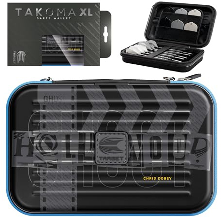 Target Darts Chris Dobey Ghost Series XL Takoma Portefeuille – Étui pour Fléchettes, Noir/Blanc Étuis de Rangement, “Hollywood” Porte-Fléchettes à Fermeture Éclair, Contenir 6 Assemblées