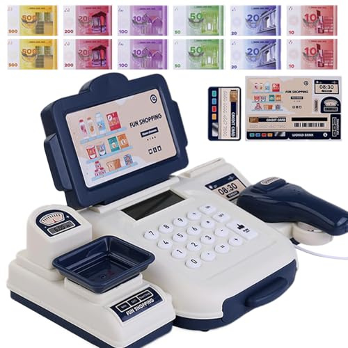 Cassa Registratrice Per Bambini - Set di Gioco Negoziante Interattivo Educativo con Scanner | Gioco di Ruolo con Cassa Giocattolo | Per Bambine Bambini Figlie Figli In Età Prescolare