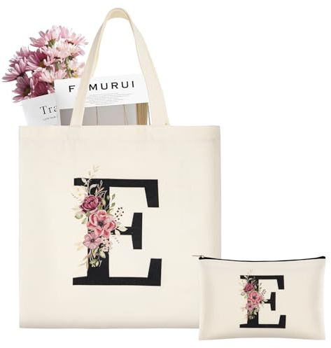 ABOHU Inledande tygväska, personlig presentpåse med blommig sminkväska, premium bomullsväskor för bröllop, födelsedag, strand, semester, bra present till kvinnor, mamma, lärare, vänner, brudtärnor