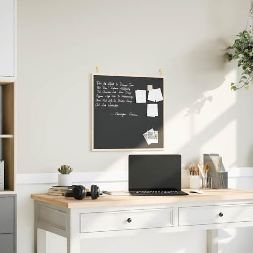 Kaloriko krittavla svart med ram av massiv furu 60 x 55 cm väggmontering för kontor hemmakontor skola presentation anteckningar och organisation