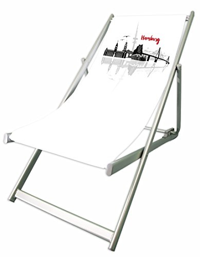 MultiBrands® Aluminium-Liegestuhl, ohne Armlehne, Schwarze Lasur, klappbar, Skyline Hamburg