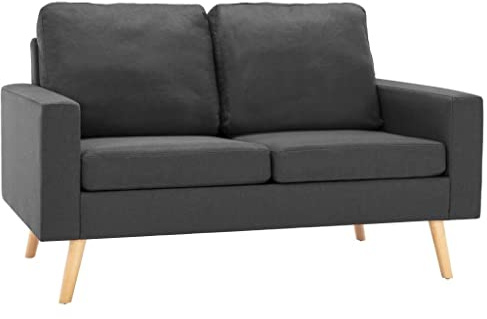 vidaXL Sofa 2-Sitzer Zweisitzer Loungesofa Stoffsofa Polstersofa Sitzmöbel Polstermöbel Designsofa Wohnzimmersofa Dunkelgrau Stoff Holzrahmen