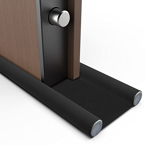 Paraspifferi Sottoporta per Porte Blindate e Porte Interne ed Esterne da 4,5 a 12 cm di spessore | Previene Spifferi e Infiltrazioni di Polvere, Acqua, Luce, Insetti e Rumori (Nero, 100 cm)