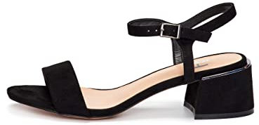 Rio Fiore Sandalen Damen, Schwarz, Riemchensandalen, Wildlederimitat, 5cm Blockabsatz, C553-K1781-12 (Schwarz Microfiber, 41 EU)