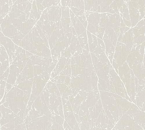 Profhome Papier peint floral 305074-GU papier peint intissé (TNT) crème blanc-perlé 0,53 m x 10,05 m / 5,33 m2