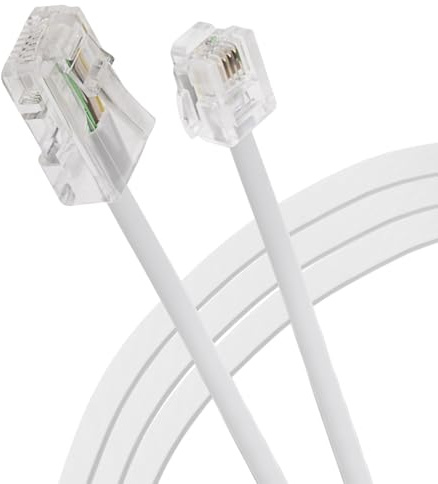 Maplin RJ11 Connector to RJ45 Plug Telephone Cable, 1m White