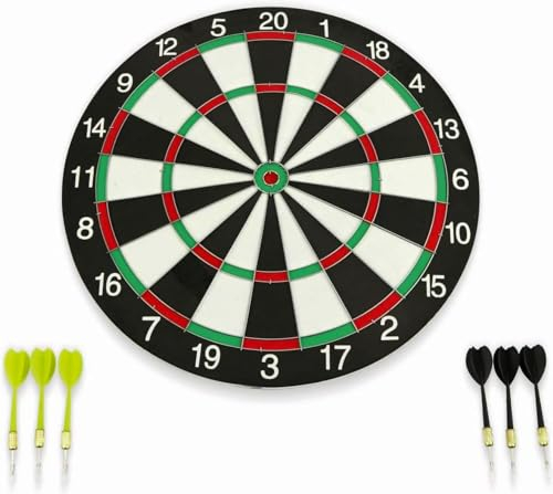 made2trade Dartboard Set mit 6 Pfeilen und Wandbefestigung, klassisches Design, 42.5 cm Durchmesser