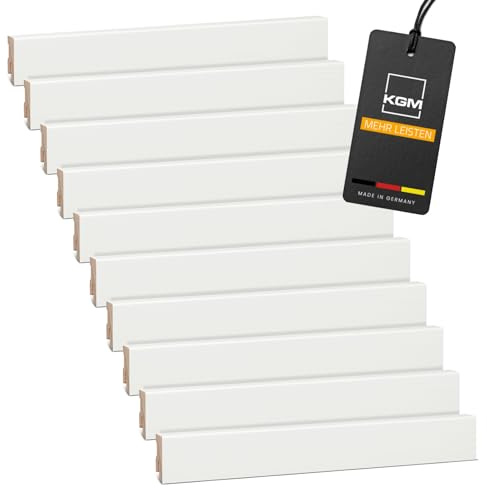 Förpackning KGM Sockellist Modern - Vitlackerad Golvlist i Massiv Furu - Mått: 2400 x 16 x 40 mm - 10 st / 24M