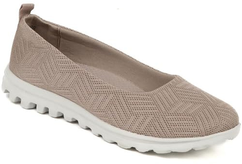 Pavers Women's Pumps in Taupe with Cushioned Memory Foam Insole - Casual Slip On Shoes - Comfortable Stylish Ladies Footwear - Size UK 7 / EU 40