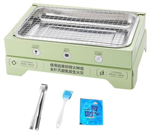 Tacarlha Barbecue jetable au charbon de bois - Installation simple - Portable - Haute stabilité - Antidérapant - Conduction uniforme de la chaleur - Vert