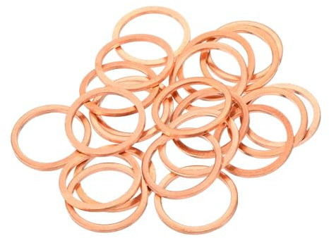 QUARKZMAN 22 Pièces Rondelles Plates en Cuivre, Rondelles d'Écrasement Plates en Cuivre Améliorées, 18x22x1.5mm, pour Raccords Hydrauliques Vis Écrou Réparation Électronique