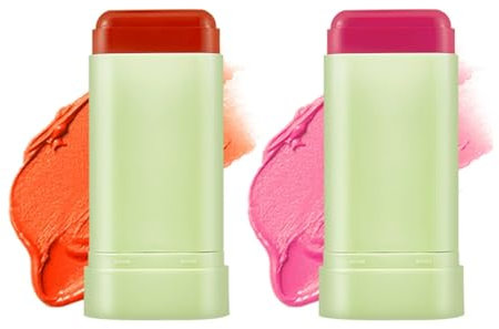 2 pezzi crema blush stick, blush stick per occhi, guance e labbra, idratante viso crema per il viso, naturale al latte, rossore per le guance multiuso per tutti i toni della pelle Cosmetic