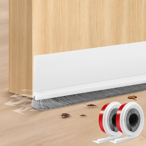 2 Piezas 100cm Burlete Puerta Entrada, Burlete Bajo Puerta Adhesivo, Cepillo Puerta Entrada, Tira de Sellado para Puertas, Antipolvo Aislamiento Acústico Prueba De Viento, Evitar Insectos e Pulpos