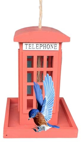 s para Aves Silvestres - De Madera Decorado como Una Cabina Telefónica - Estación De Alimentación para Aves,para Exterior Jardín Trasero Balcón Patio Porche Y Terraza