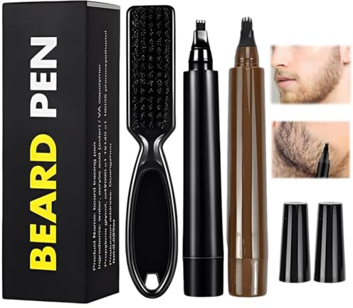 Lápiz para Barba para Hombres, 3 Pièce Homme Beard Pen Filler para Hombres, Kit De Pluma De Relleno, To Fill, Define & Sharpen Hair, Barba & eyebrow Colour