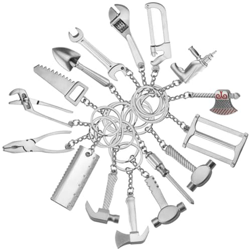 Uonlytech 20pcs Creative Metal Wrench Keychains Key Holder Set, Easy to Use with Simple Structure, for DIY and Car Key Accessories, Unique Tool Modeling Pendant Decor Assorted style