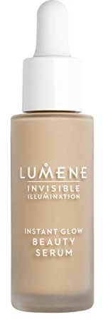 LUMENE Invisible Illumination Instant Glow Beauty Serum | Medium Shade | Gesichtsmake-up & aufhellendes Serum | Leichte, aufbaubare Deckkraft | Vegan | 30 ml