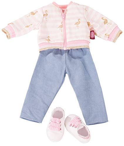Götz 3403035 Kombination Golden Flamingo - Puppenbekleidung Gr. XL - 4-teiliges Bekleidungs- und Zubehörset für Stehpuppen 45 - 50 cm