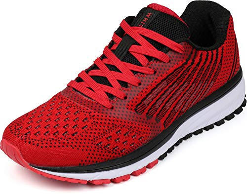WHITIN Turnschuhe Herren Damen Hallenschuhe Turnschuhe Sneakers Für Männer Sportschuhe Straßenlaufschuhe Atmungsaktiv Joggingschuhe Fitness Schuhe Rot Größe 44