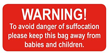 Warning of Suffocation - Small Packing Sticky Labels/Stickers (2000 Labels on a Roll)