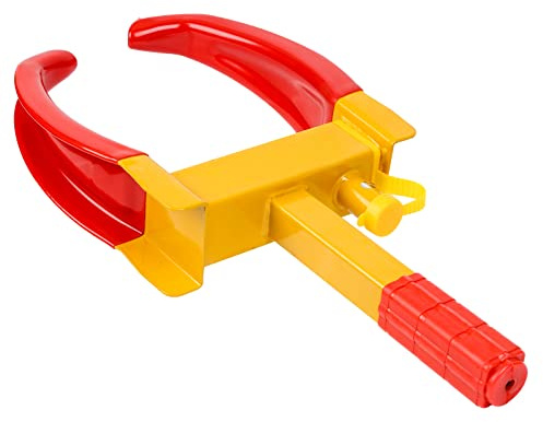 Cecaylie Cepo de rueda de bloqueo de rueda – Antirrobo, universal, ajustable para coches, caravanas, remolques, protección de PVC, antirrobo