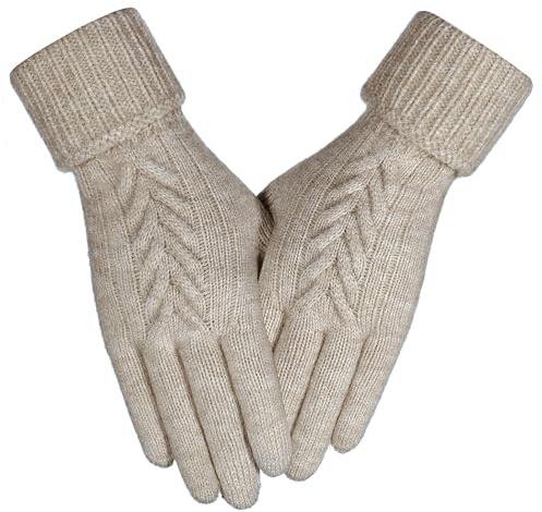Achiou Women Winter Gloves, Touch Screen Texting Gloves, Elastic Soft Warm Knit Lined, One Size