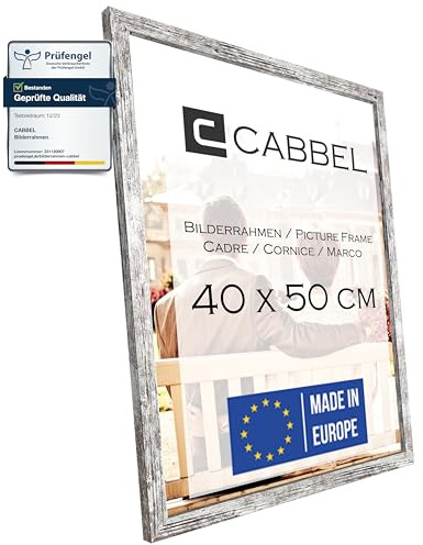 CABBEL Marco 40x50 cm, abedul, marco de madera MDF resistente, cristal Plexi inastillable, para colgar, ideal para fotos/cuadros/collage