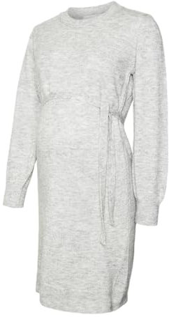 MAMALICIOUS Damen Mlnewanne L/S Abk Knit Dress A. Noos, Light Grey Melange, M