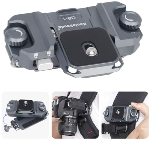 koolehaoda QB-1 Clip pour Appareil Photo, Montage sur Bandoulière ou Ceinture Clip de Caméra à Dégagement Rapide pour GoPro, Machine à Cartes, DSLR Caméra et Des Jumelles