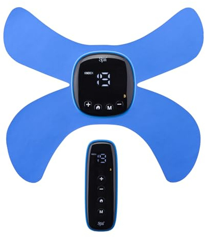 Sensio Spa Wireless EMS & Heat Massager - Muscle Stimulation & Relaxation, 19 Intensity Levels & 6 Modes, Rechargeable, for Legs, Back, Shoulders, Abs – Includes Remote Control, Blue