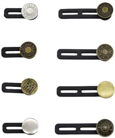 Lokxmve 8 Stück Hosenbunderweiterung Knopfverlängerung Metall und Silikon, Various Styles, Mehrfarbig, Hosenknopfverlängerung, Hosenbundverlängerung, Hosenerweiterung, Schwangerschaft