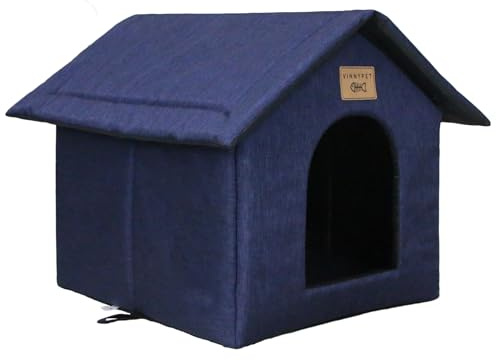 Vinnypet Katzenhaus Für Draußen Winterfest Wasserdicht Wetterfester Katzenhöhle Haustierhaus mit Plüschkissen Warm Hundehöhle Waschbar Hundehaus Tierheim Für Streuner Haustiere 33x30x33cm