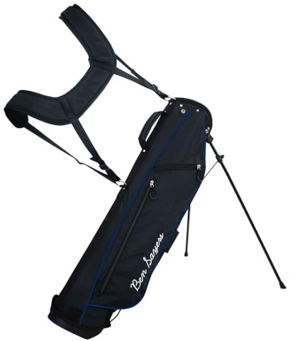 Ben Sayers LTE 6 Pencil Golf Stand Bag | Lightweight Golf Clubs Carry Bag with Dual Shoulder Strap and Lumbar Padding | (Black/Blue)