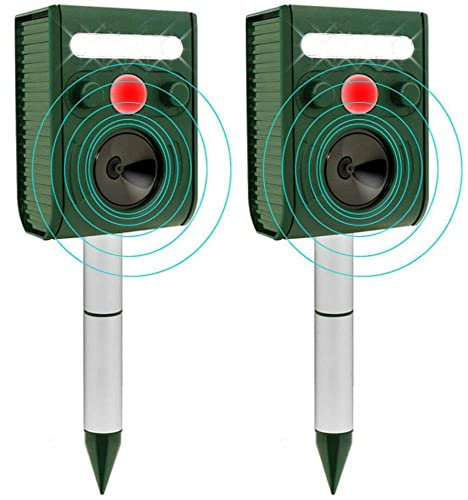 2X Répulsif Chat Extérieur-Répulsif Ultrason pour Chat Solaire Répulsif Animaux Ultrason, 5 Modes, IP55 étanche Répulsif Chat Solaire Répulsif Rongeurs Ultrason pour Anti Chats Chiens Souris