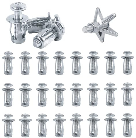 105 Pezzi Tasselli per Cartongesso, M4 M5 M6 Dadi di Espansione, Acciaio al Carbonio Petalo Vite Jack Dadi, Dadi a Petalo con Vite Ad Espansione, Dadi a Cappello, Per Cartongesso, Lamiera di Ferro