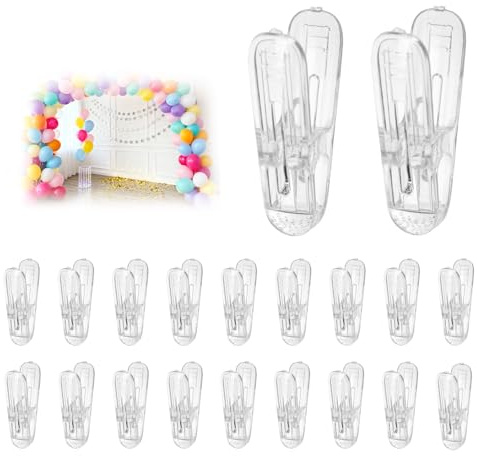 20 St Ballongbågsklämmor, 6x3cm Plastfjädergirlangklämmor Transparenta Kraftiga Klämmor för Ballongbåge Fotografi Hantverk Bröllop Förlovnings Bakgrund Dekoration