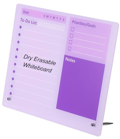 PATIKIL Dry Erase White Board, 12x8 Whiteboard Acrylic Dry Erase Board Calendar Writing Tablet with Marker Eraser Magnet for Office Desk Home Kitchen Refrigerator, Purple