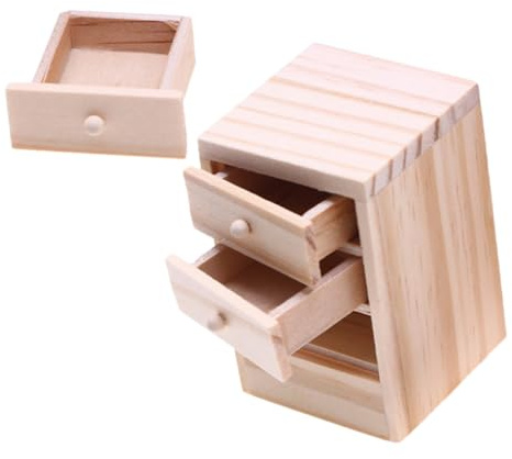 SUPVOX Table de Chevet Miniature en Bois Tiroir pour Maison de Poupée Ob11 Mobilier Décoratif Réaliste et Fonctionnel Armoire de Rangement Miniature pour Chambre de Poupée