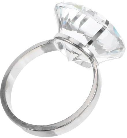 QianShi Stor falsk diamantring bröllopsfotobås rekvisita 60 mm kvinnor brud stor ring legering glas brevpress förslag förlovning dekor jubileum dekorationer