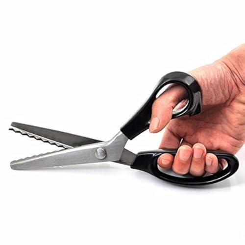 Professional Contour Scissors with Wave / Serrated Pattern Stainless Steel Comfort Grip Approx. 23 cm for Dressmaking and Crafts Serrated (5 mm)