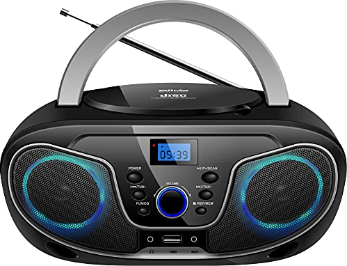 Silva-Schneider 1901850 MPC 19.4 Radio FM avec Lecteur CD, AUX, USB, Noir/Argent
