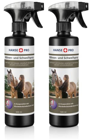 Hanse Pro Mähnen- und Schweifspray, 2 x 500 ml I Fell-Pflege I Mähnen-Pflege I Pflege-Mittel für Pferde I erleichtert das Kämmen