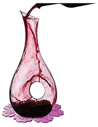 Weinkaraffe – 100% bleifrei Kippgriff Kristallglas Weinkaraffe mundgeblasen Rotweinkaraffe